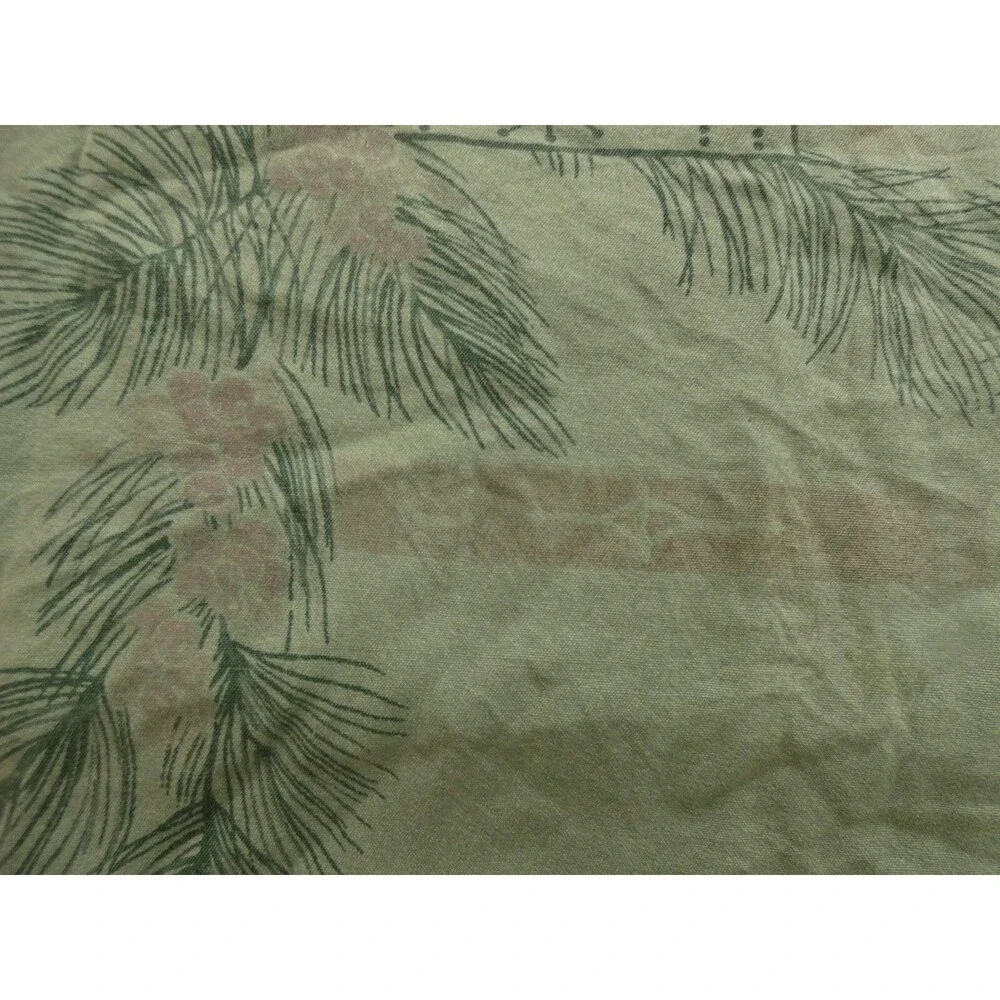 VTG California Hand Prints Tablecloth MCM Green Holiday Candles Spruce 64